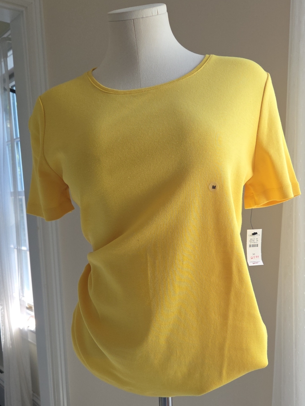 Talbots Bright Yellow Short Sleeve Crewneck Top